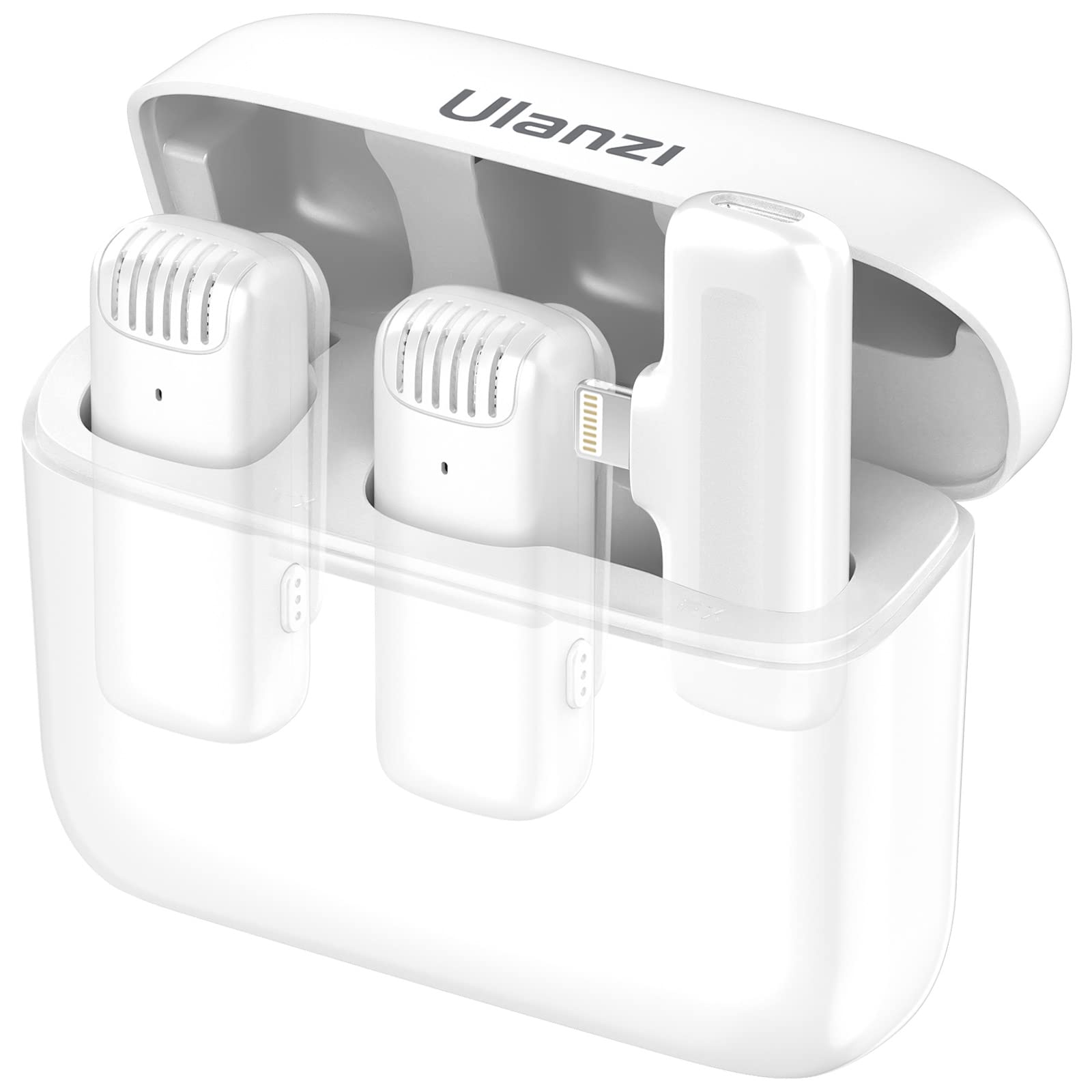ラ*ン様 iPhone12 ULANZI Microfone de lapela sem fio J12 para iPhone iPad Branco
